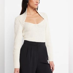Express NWT White Ribbed Scoop Neck Long Sleeve Sweater 🌸